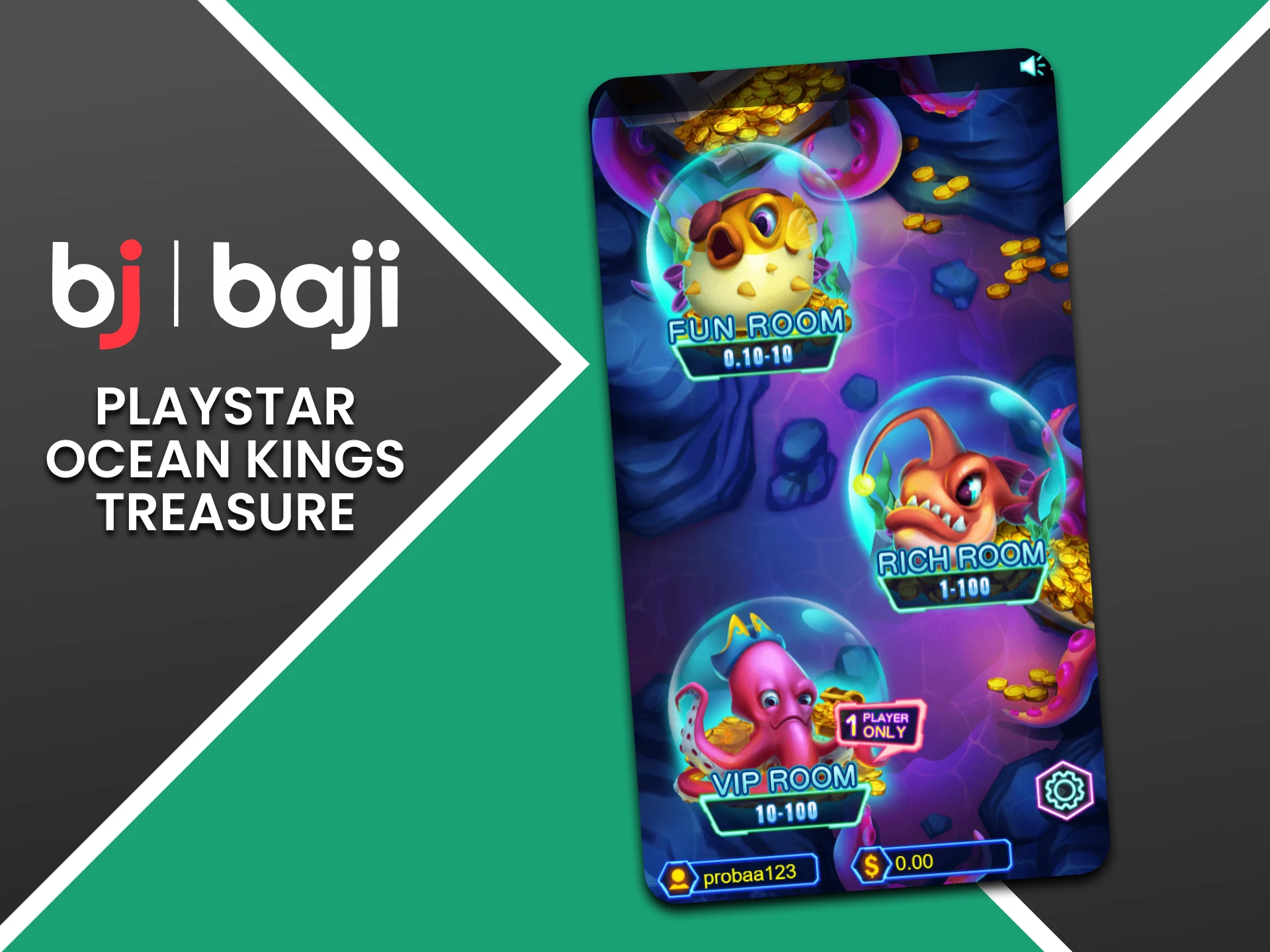 Choose Ocean Kings Treasure in the fishing section from Baji.